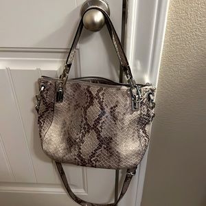 Michael Kors snakeskin purse with matching wallet